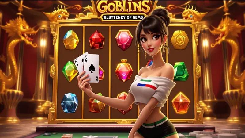 ภาพหน้าจอเกมสล็อตพร้อมวงล้อและสัญลักษณ์เกม